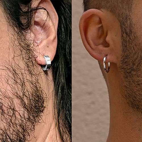 8 Pairs Stainless Steel Earrings Set for Multiple Piercing | Hypoallergenic Stainless Steel Huggie סחוס Hoop Earrings and Cubic Zirconia Stud Earrings Pack for Men Women